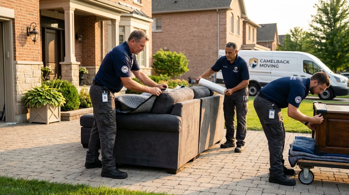 Large estate moving crew wrapping furniture in Spiro, OK